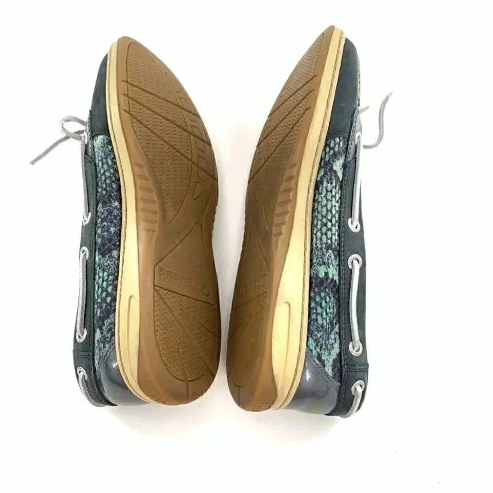 Sperry womens flats size 8.5 blue green suede sequins boat shoes nautical - Picture 5 of 12